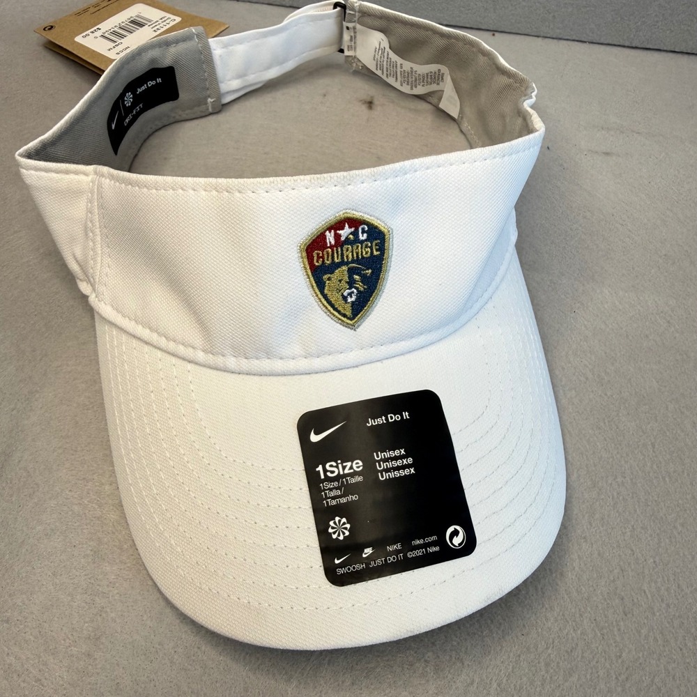 Nike NC Courage Dri-FIT Visor White NWSL Soccer Adjustable Hat NEW